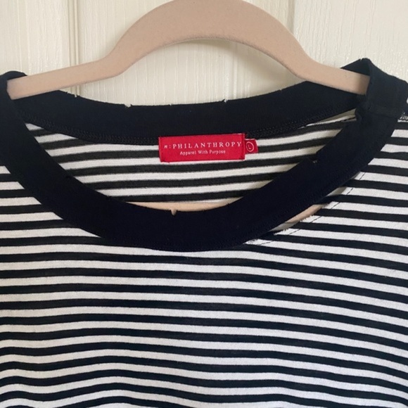 N. Philanthropy Distressed Stripe T-Shirt Dress - Picture 2 of 7